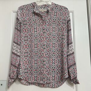 Loft Button Down, Lightweight, Floral Blouse, Small